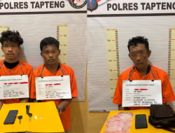 Tiga Pengedar Sabu Ditangkap Polres Tapteng di Pandan dan Tapian Nauli