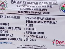 Progres Pembangunan Aula Pertemuan Desa Pagaran Baru Berjalan Lancar