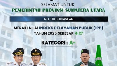 Capaian Membanggakan! Pemprov Sumut Raih IPP 2025 Kategori A, PW IPA Sumut Ucapkan Selamat