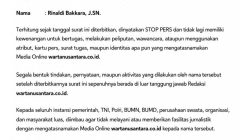 PT Abdi Media Grup Media Online wartanusantara.co.id  SURAT PEMBERITAHUAN STOP PERS