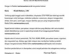 PT Abdi Media Grup Media Online wartanusantara.co.id  SURAT PEMBERITAHUAN STOP PERS